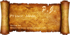 Princz Jónás névjegykártya